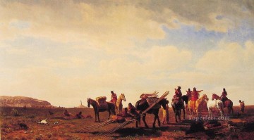 Indios que viajan cerca de Fort Laramie luminismo paisajes Albert Bierstadt Pinturas al óleo